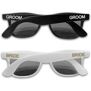 Couples Sunglasses with Groom Bride Printing in Black and White