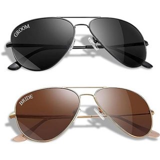 Aviator Style Sunglasses for Couple Groom & Bride