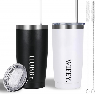 Hubby Wifey 20oz Stainless Steel Insulated Travel Cup with Lids